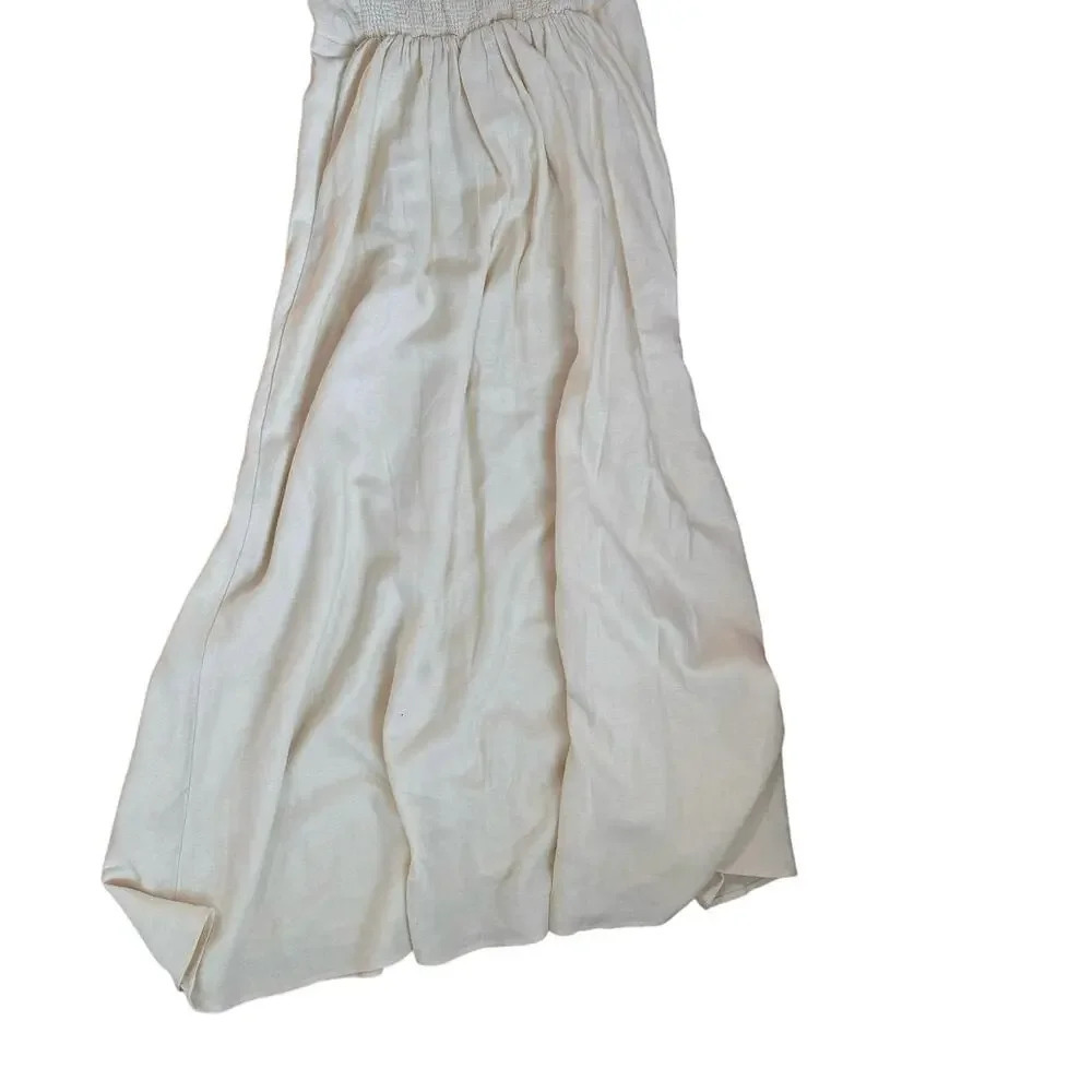 Anthropologie WeWorewhat Cream Women Button Front Linen-Blend Maxi Dress Size‎ S - Picture 8 of 10